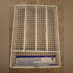 NWT White Vinyl Coated Flatware Caddy Storage Organizer